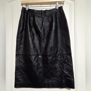 Jones Wear Black Leather Pencil Skirt